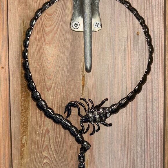 Silver Scorpion Choker Statement Necklace W/Chain Fringe crystals - Picture 10 of 12